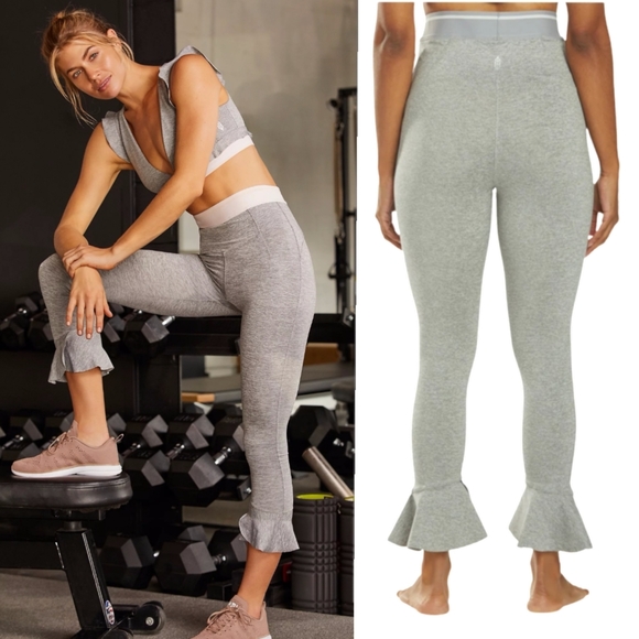 FP Movement Sanctuary Grey Ruffle Matching Active Sports Bra S Crop Leggings XS - Picture 12 of 16